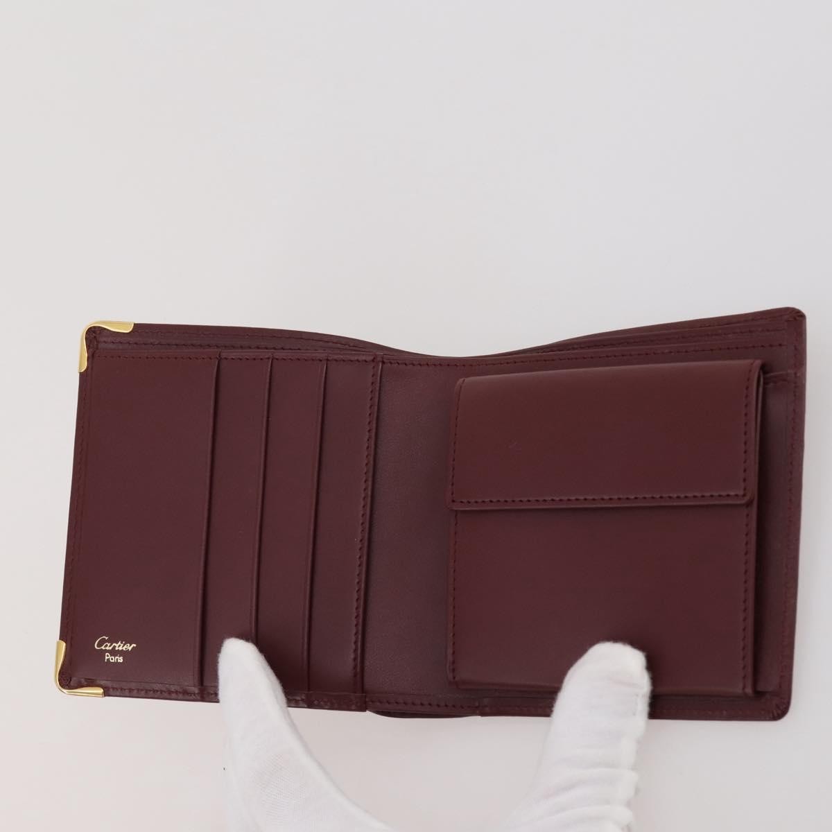 Cartier Coin Purse Must De Cartier Leather Burgundy Leather Wallets Accessory (Pre-Owned)