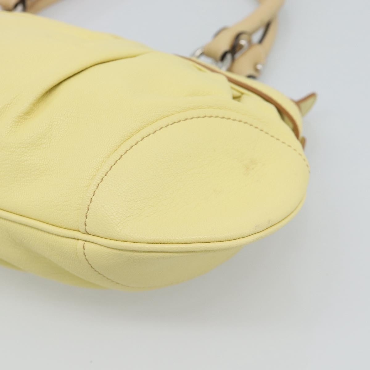 Salvatore Ferragamo Gancini Leather Yellow Leather Handbag (Pre-Owned)