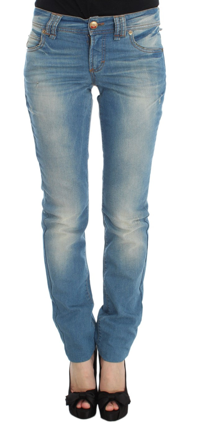 John Galliano Blue Wash Cotton Blend Slim Fit Women's Jeans