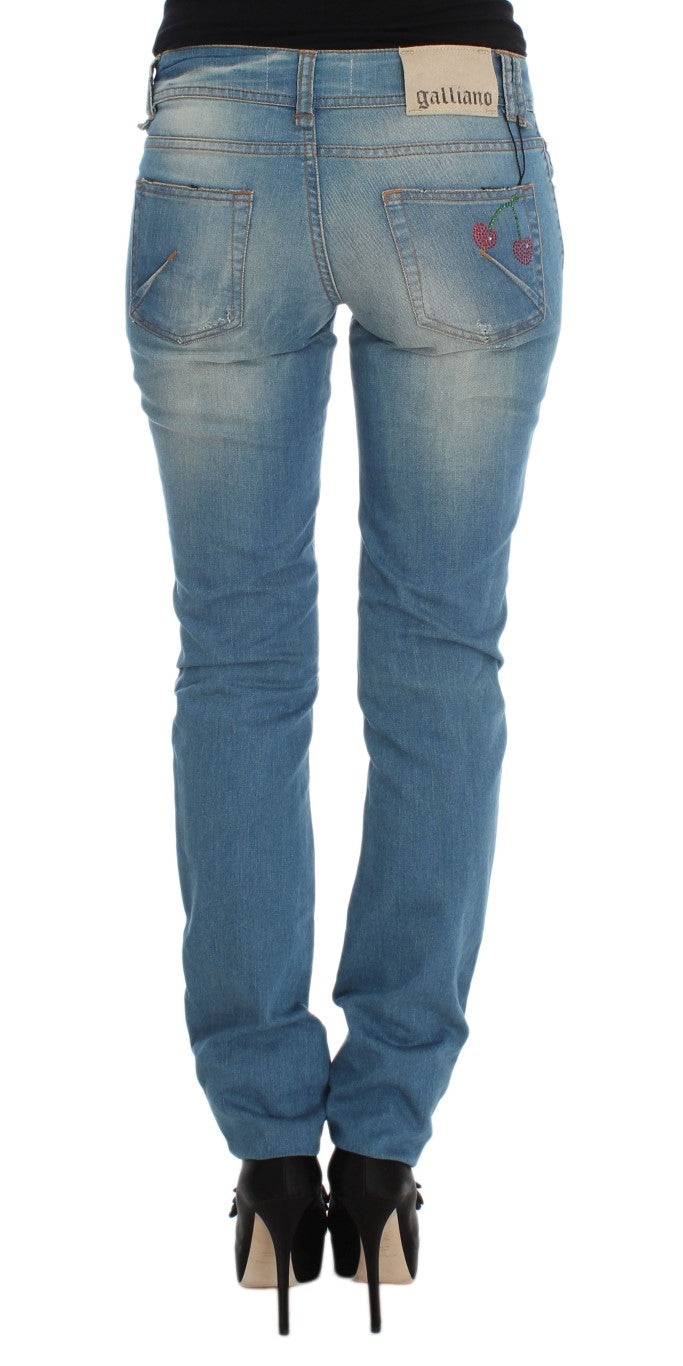 John Galliano Blue Wash Cotton Blend Slim Fit Women's Jeans