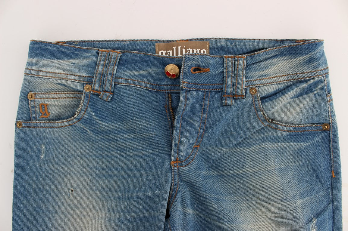 John Galliano Blue Wash Cotton Blend Slim Fit Women's Jeans