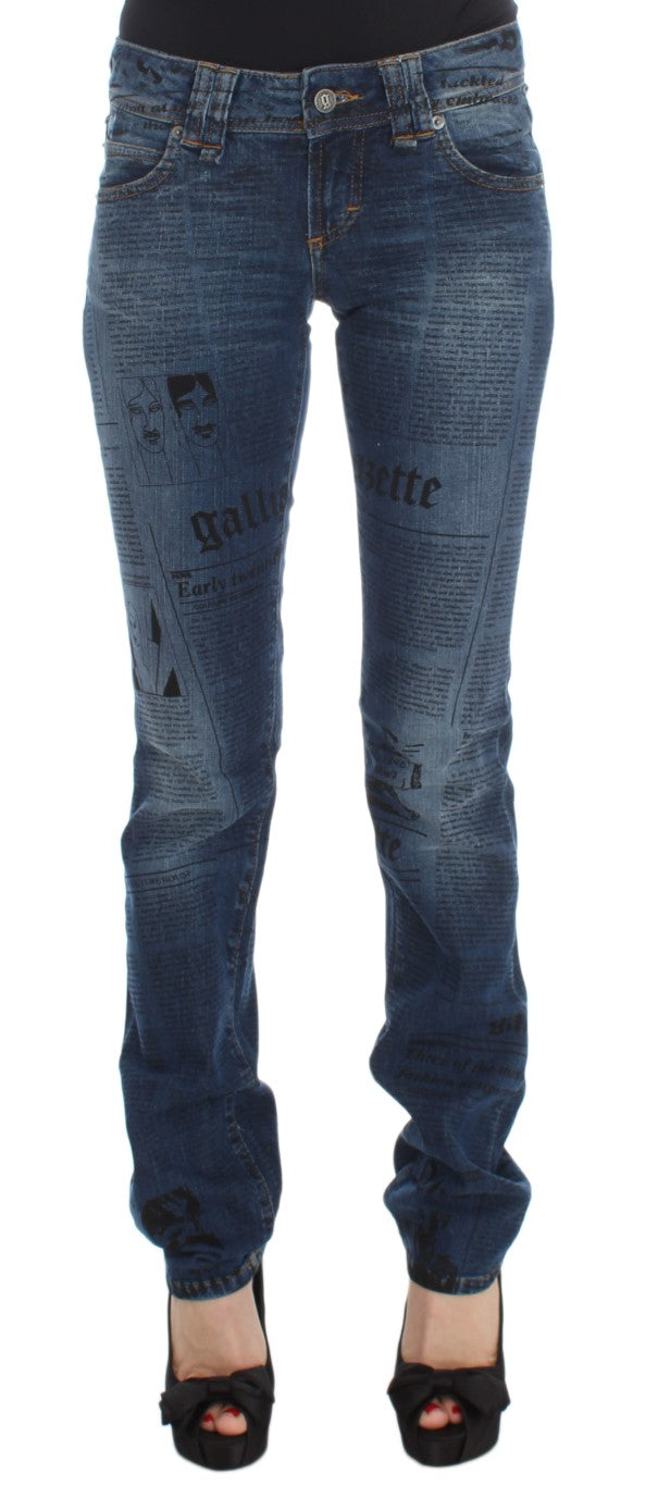 John Galliano Blue Wash Cotton Blend Slim Fit Bootcut Women's Jeans