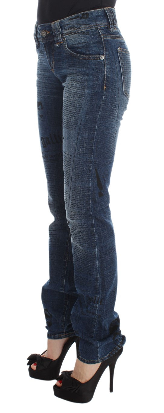 John Galliano Blue Wash Cotton Blend Slim Fit Bootcut Women's Jeans
