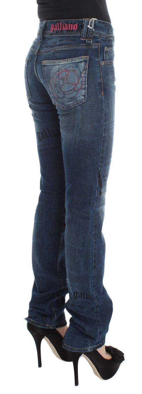 John Galliano Blue Wash Cotton Blend Slim Fit Bootcut Women's Jeans