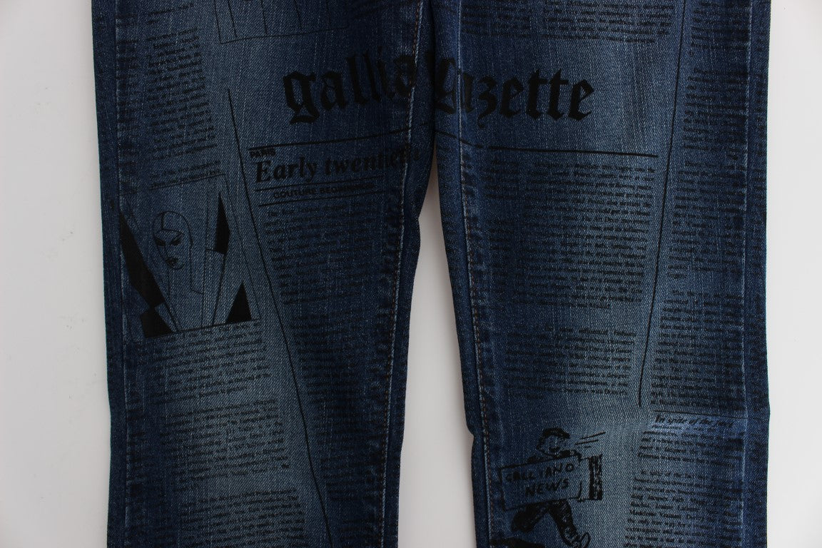 John Galliano Blue Wash Cotton Blend Slim Fit Bootcut Women's Jeans