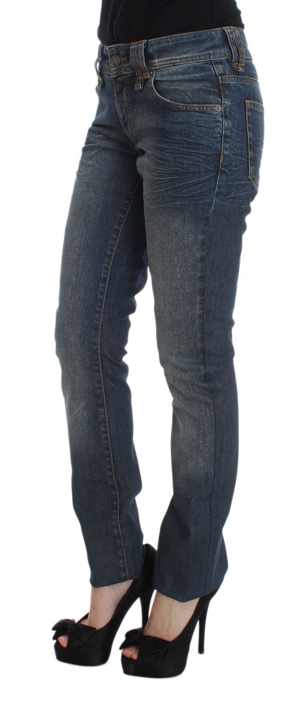 John Galliano Blue Wash Cotton Blend Slim Fit Women's Jeans