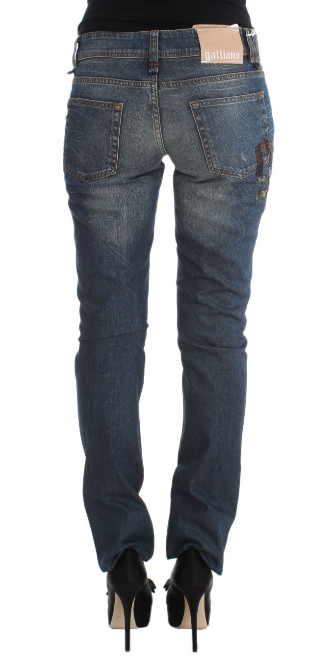 John Galliano Blue Wash Cotton Blend Slim Fit Women's Jeans