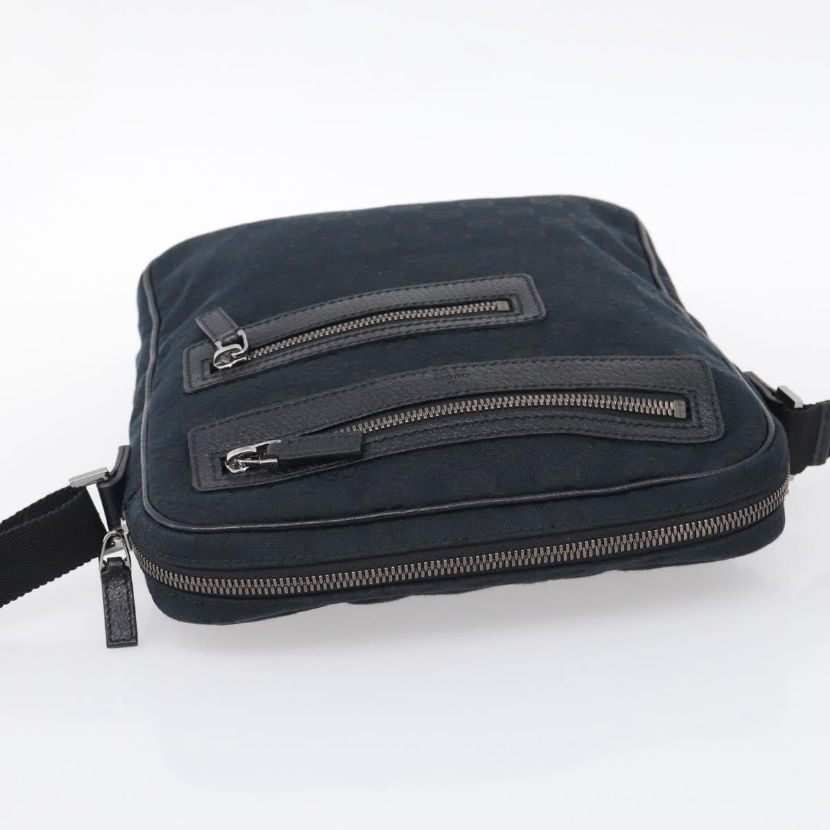 Gucci Front Zip Messenger Canvas And Leather Black Canvas Crossbody Bag Bag (Pre-Owned)