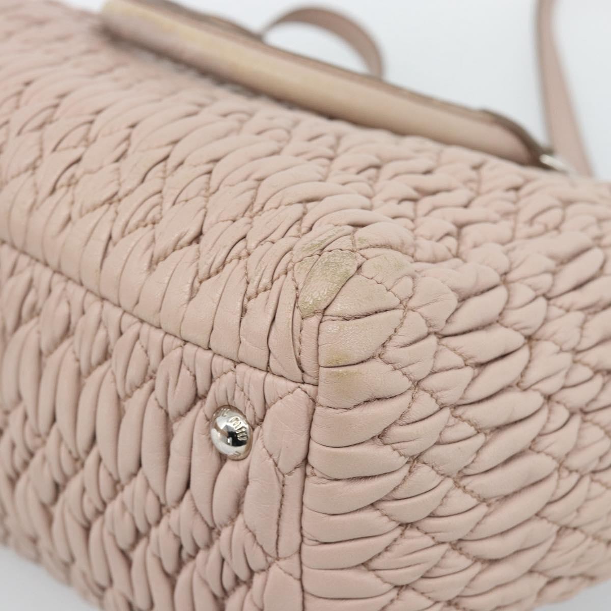 Miu Miu Crystal Tote Matelasse Leather Pink Leather Shoulder Bag Bag (Pre-Owned)