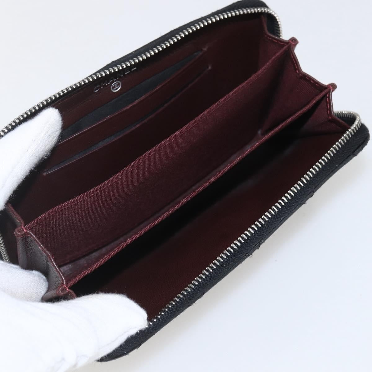Chanel Zip Around Organizer Quilted Lambskin Black Leather Wallets Accessory (Pre-Owned)