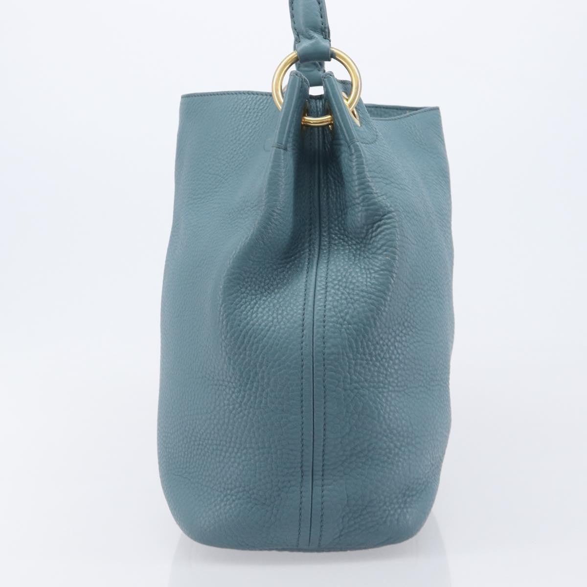 Prada Rolled Hobo Vitello Daino Blue Leather Shoulder Bag Bag (Pre-Owned)