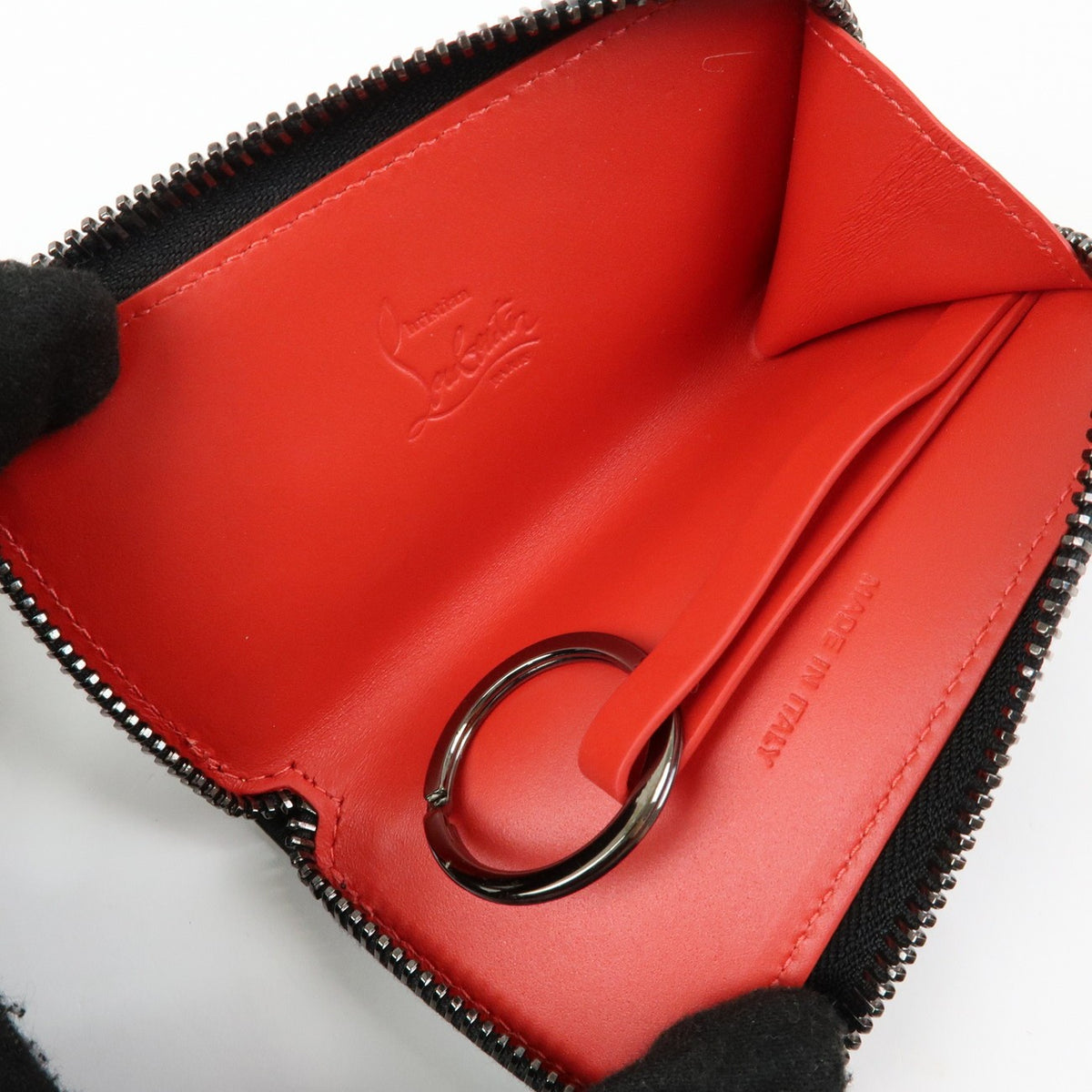 Christian Louboutin Panettone Coin Purse Spiked Leather Black Leather Wallets Accessory (Pre-Owned)