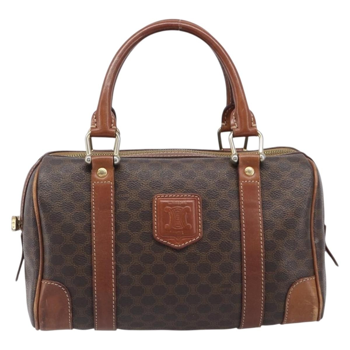 Celine Boston Triomphe Coated Canvas Brown Pvc Handbag (Pre-Owned)