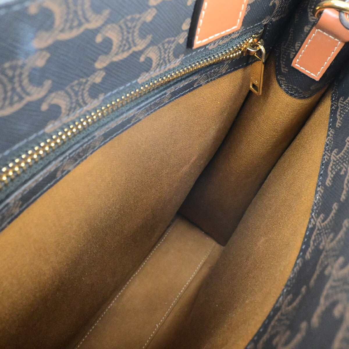 Celine Vertical Cabas Tote Triomphe Coated Canvas Brown Canvas Tote Bag Bag (Pre-Owned)