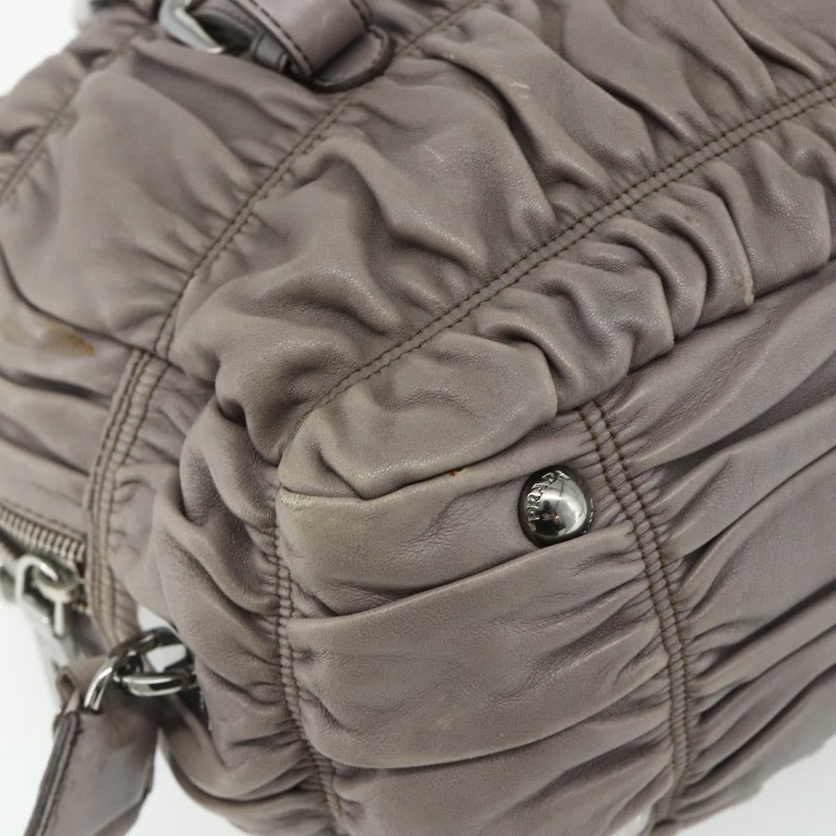 Prada Gaufre Convertible Satchel Nappa Leather Gray Leather Handbag (Pre-Owned)
