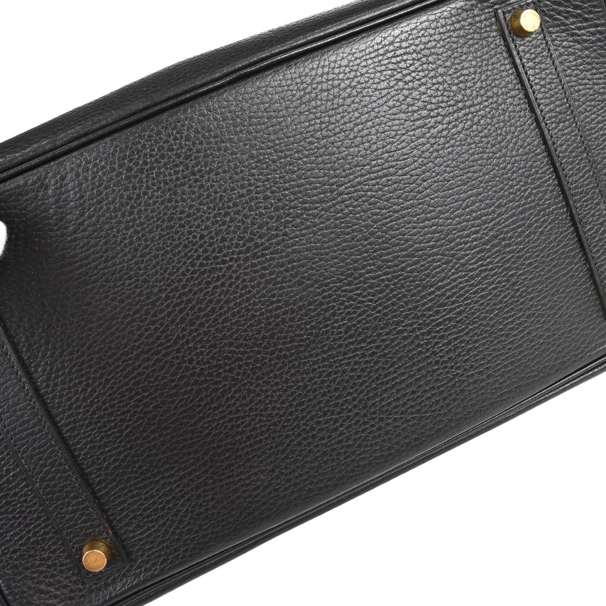 Hermes Birkin Black Clemence With Gold Hardware Black Leather Handbag (Pre-Owned)
