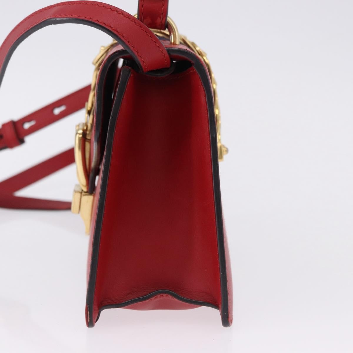 Gucci Sylvie Belt Leather Red Leather Handbag (Pre-Owned)
