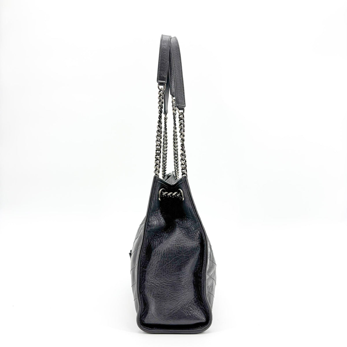 Saint Laurent Niki Shopping Matelasse Chevron Leather Gray Leather Tote Bag Bag (Pre-Owned)