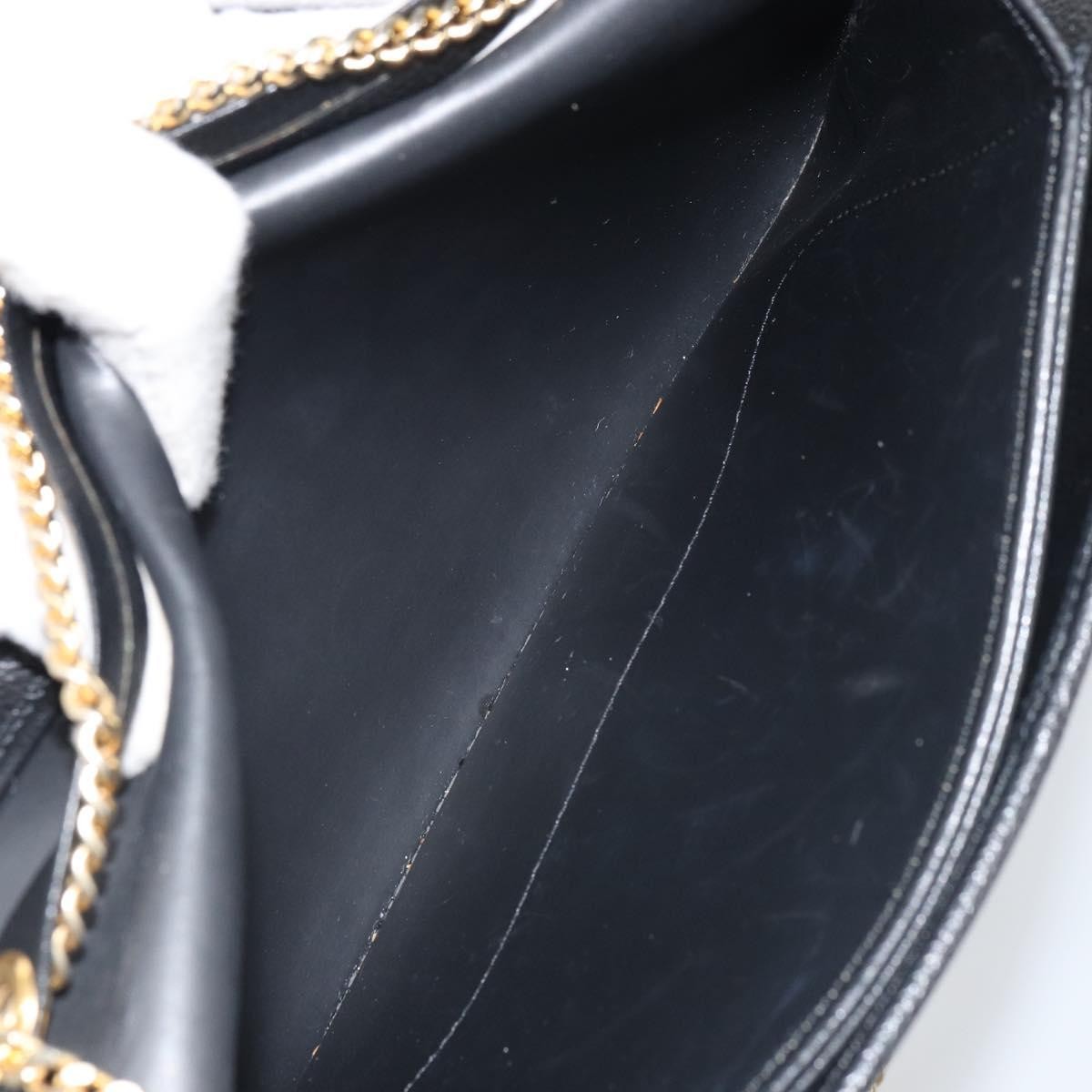 Christian Dior Vintage Chain Flap Leather Black Leather Shoulder Bag Bag (Pre-Owned)