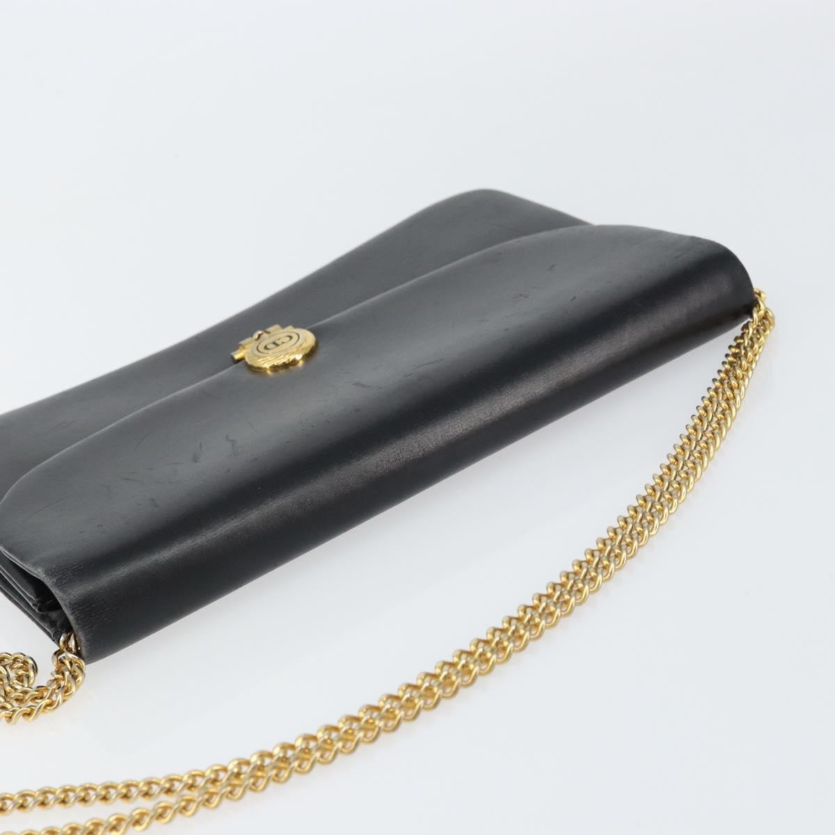 Christian Dior Vintage Chain Flap Leather Black Leather Shoulder Bag Bag (Pre-Owned)