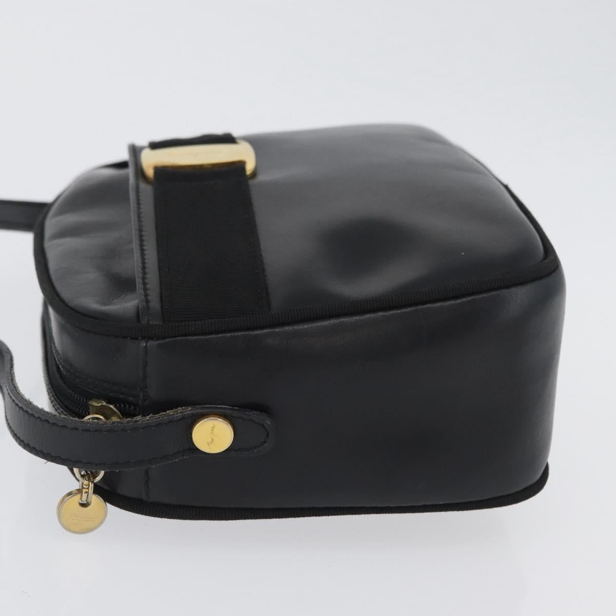 Salvatore Ferragamo Vara Bow Camera Leather Black Leather Shoulder Bag Bag (Pre-Owned)