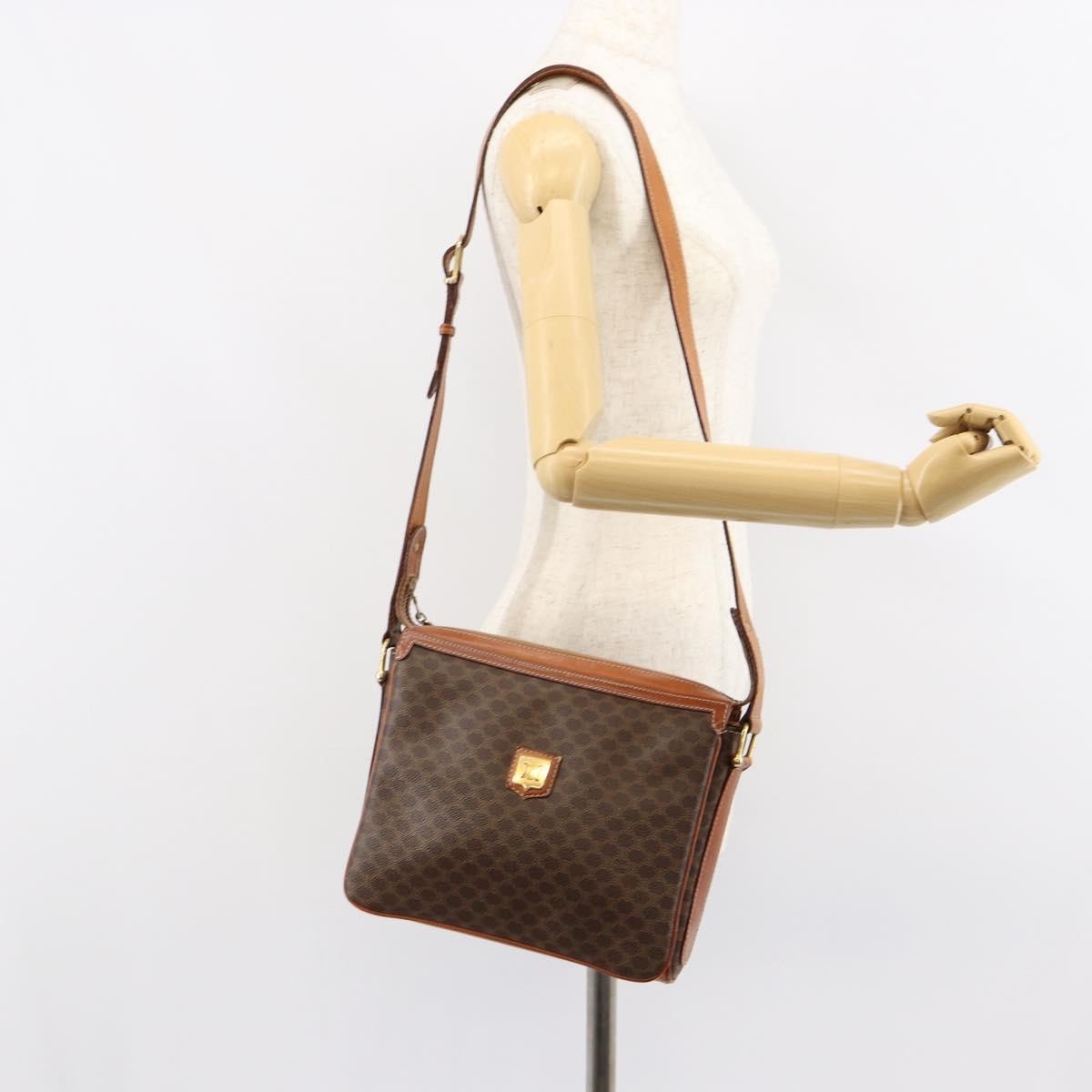 Celine Macadam Shoulder Pvc Leather Brown Canvas Shoulder Bag Bag (Pre-Owned)