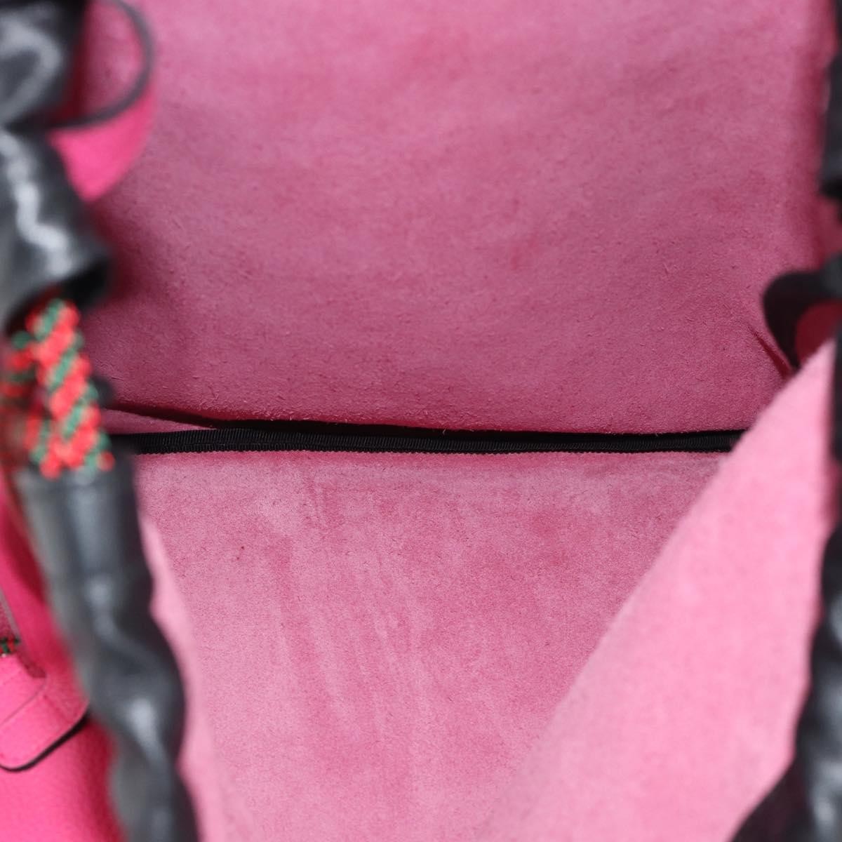 Gucci Logo Drawstring Printed Leather Pink Leather Backpack Bag (Pre-Owned)