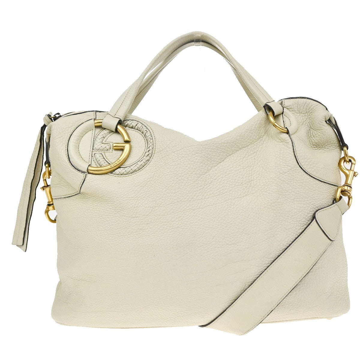 Gucci Twill Leather Beige Leather Shoulder Bag Bag (Pre-Owned)