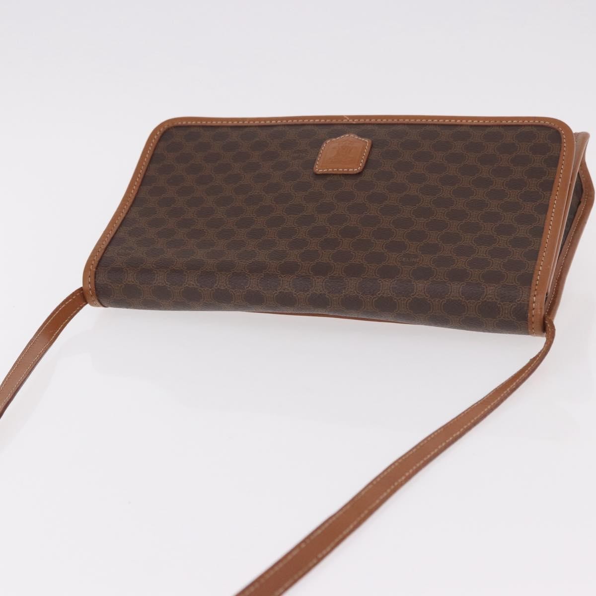 Celine Vintage Macadam Canvas And Leather Brown Canvas Shoulder Bag Bag (Pre-Owned)