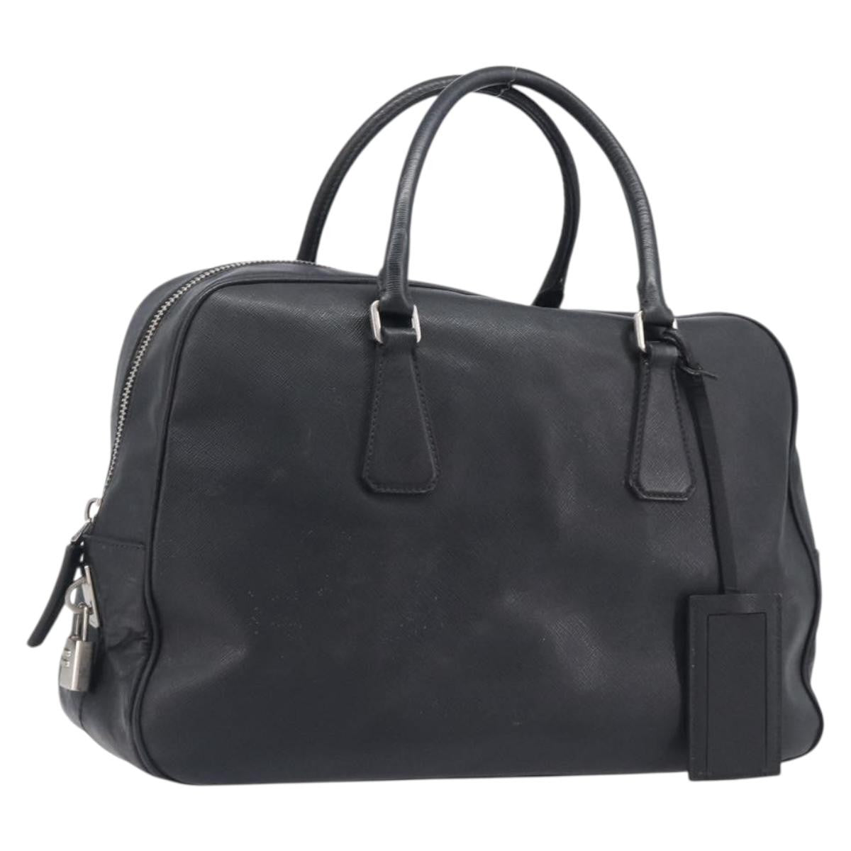 Prada Vintage Leather Black Leather Handbag (Pre-Owned)