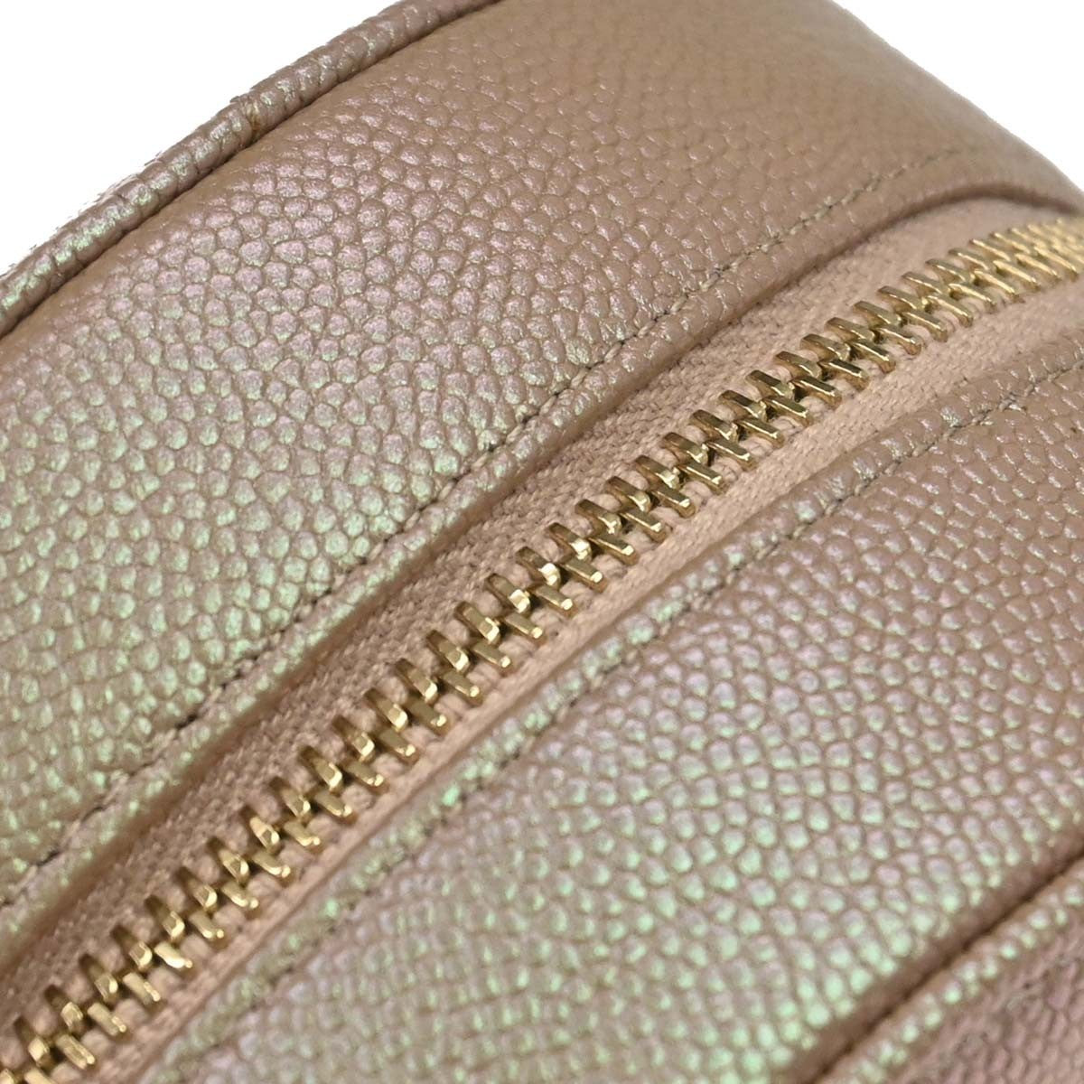 Chanel Round Chain Quilted Caviar Beige Leather Shoulder Bag Bag (Pre-Owned)