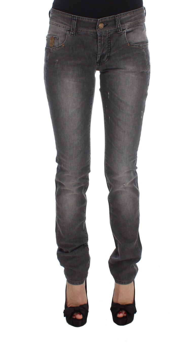 John Galliano Gray Wash Cotton Blend Slim Fit Stretch Women's Jeans