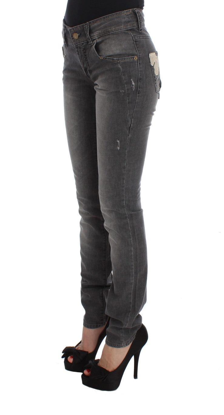 John Galliano Gray Wash Cotton Blend Slim Fit Stretch Women's Jeans