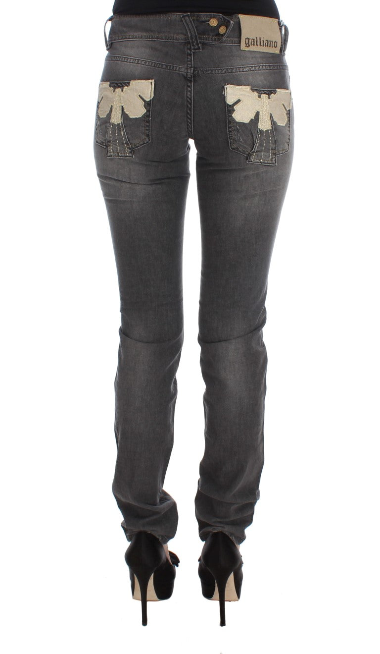 John Galliano Gray Wash Cotton Blend Slim Fit Stretch Women's Jeans