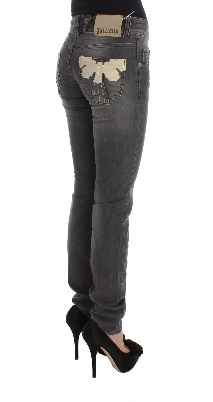 John Galliano Gray Wash Cotton Blend Slim Fit Stretch Women's Jeans