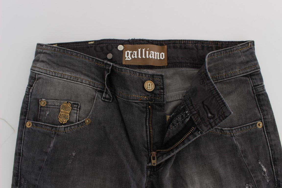 John Galliano Gray Wash Cotton Blend Slim Fit Stretch Women's Jeans