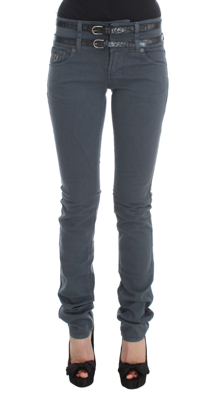 John Galliano Blue Cotton Blend Slim Fit High Waist Women's Jeans