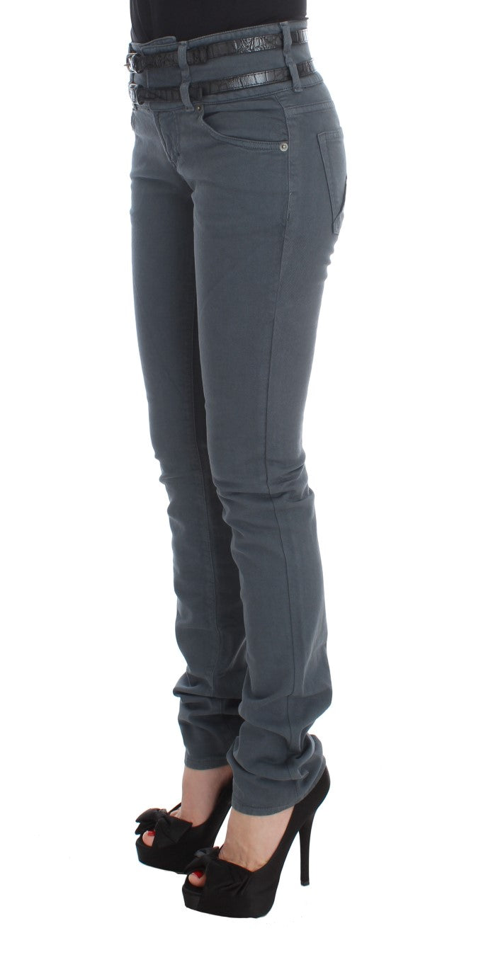 John Galliano Blue Cotton Blend Slim Fit High Waist Women's Jeans