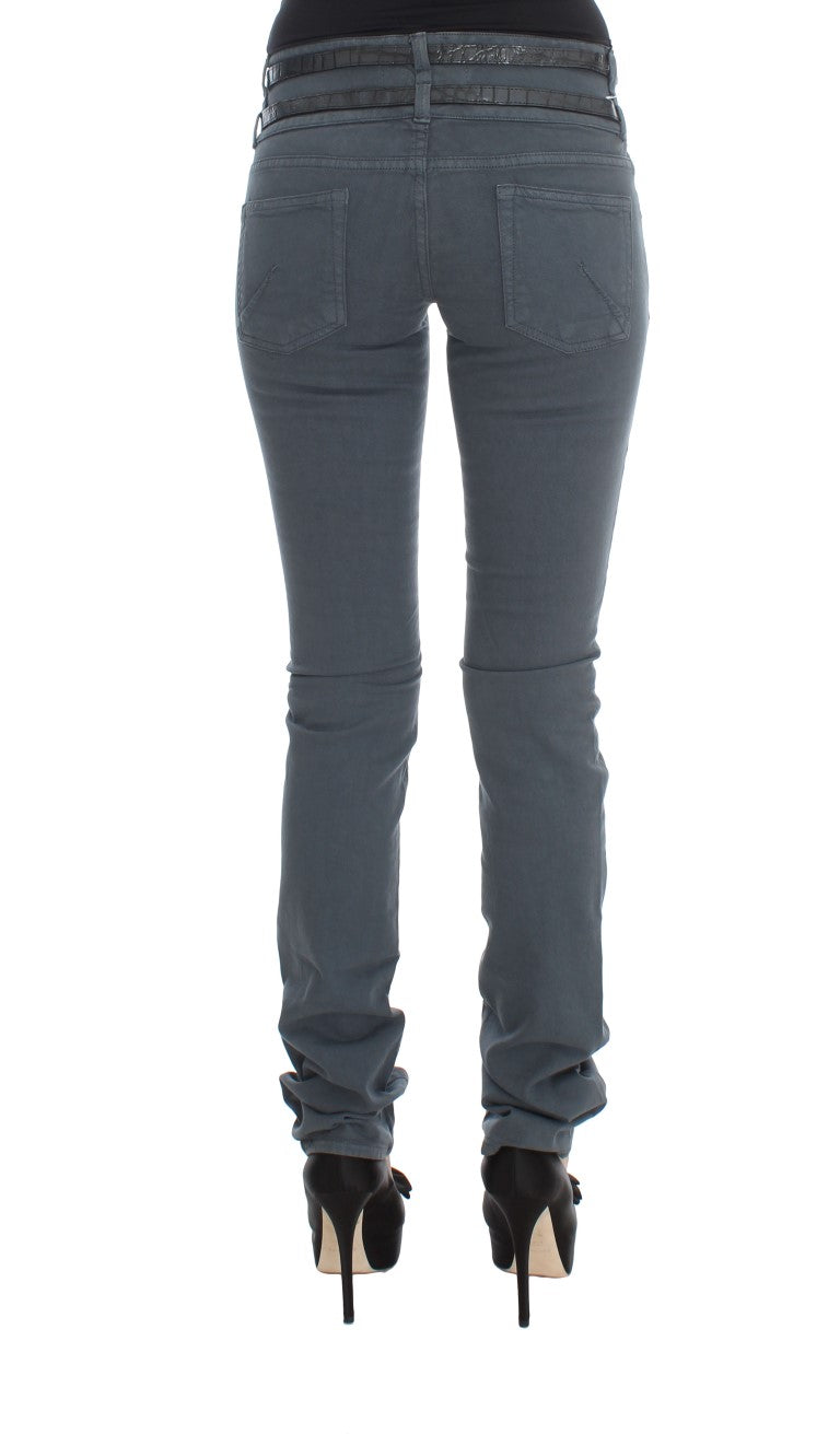 John Galliano Blue Cotton Blend Slim Fit High Waist Women's Jeans