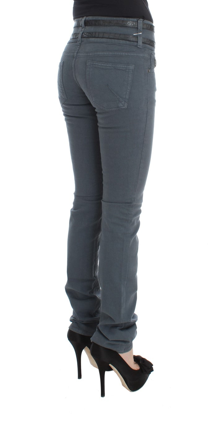 John Galliano Blue Cotton Blend Slim Fit High Waist Women's Jeans