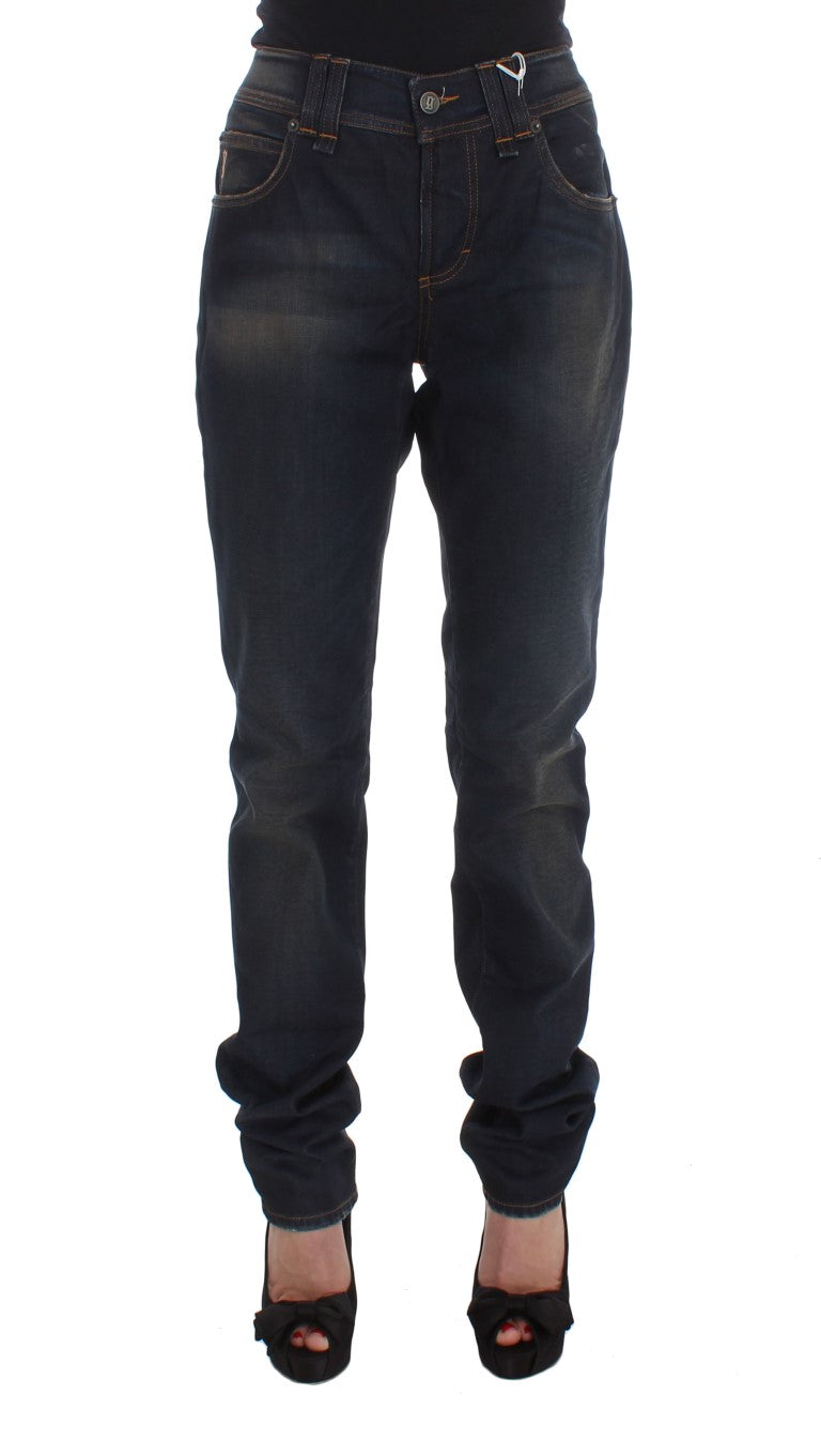John Galliano Blue Wash Cotton Blend Boyfriend Fit Women's Jeans