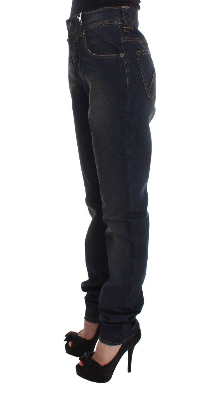 John Galliano Blue Wash Cotton Blend Boyfriend Fit Women's Jeans