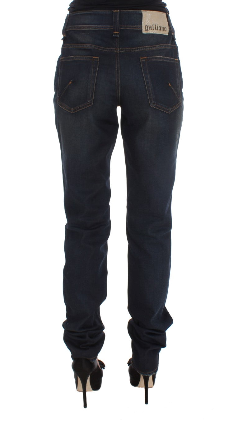 John Galliano Blue Wash Cotton Blend Boyfriend Fit Women's Jeans