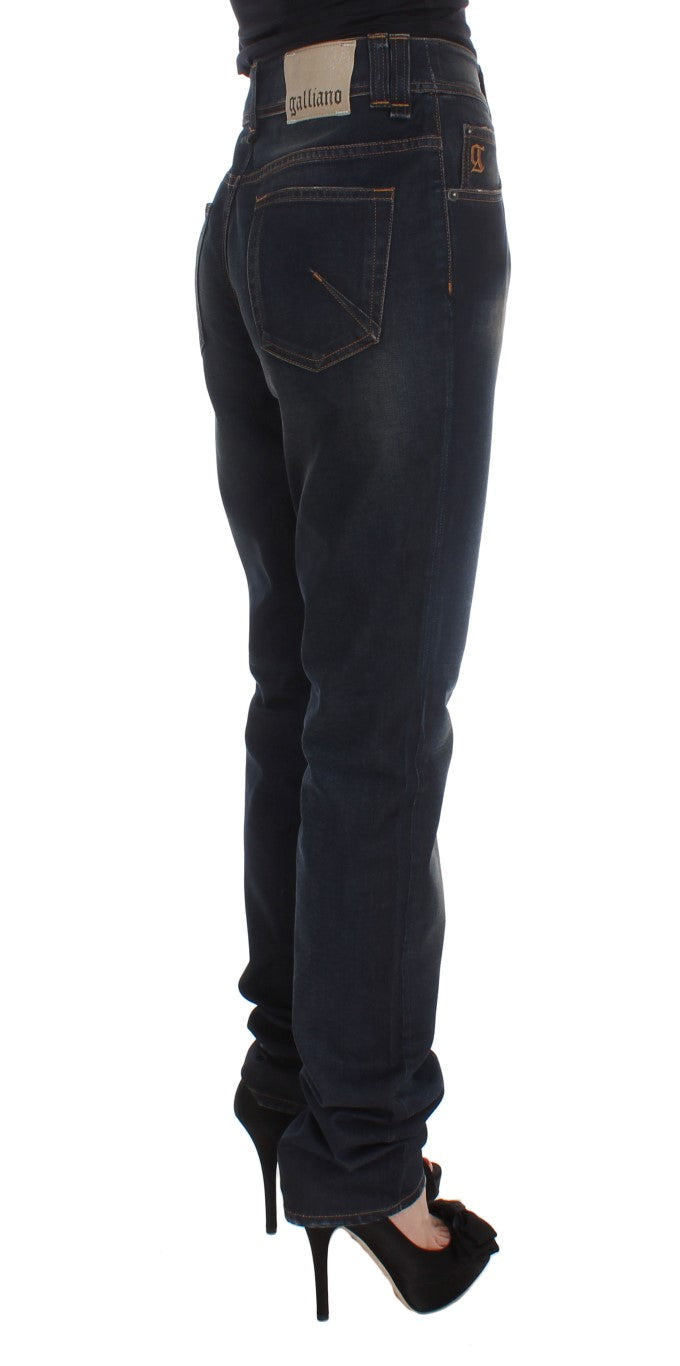 John Galliano Blue Wash Cotton Blend Boyfriend Fit Women's Jeans