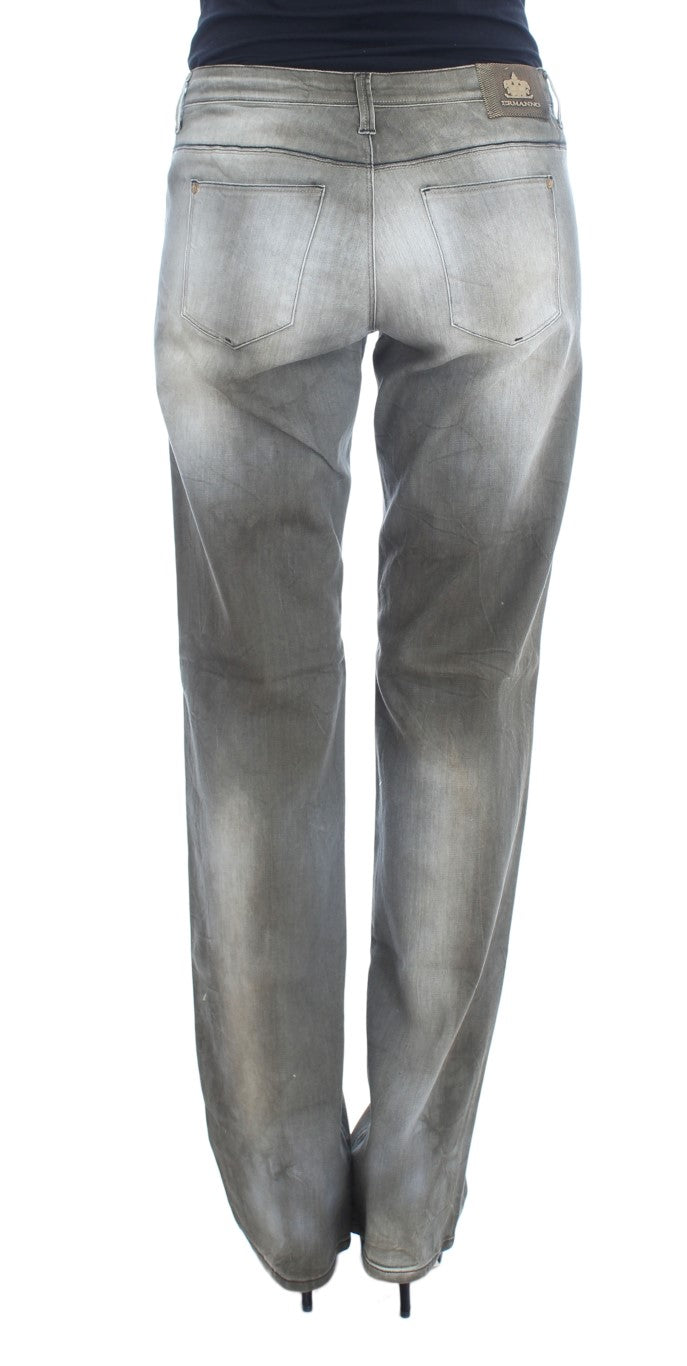 Ermanno Scervino Gray Cotton Blend Loose Fit Boyfriend Women's Jeans