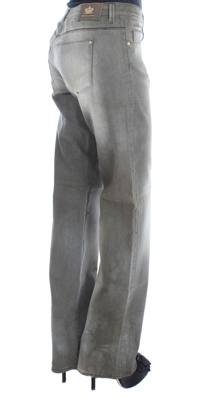 Ermanno Scervino Gray Cotton Blend Loose Fit Boyfriend Women's Jeans