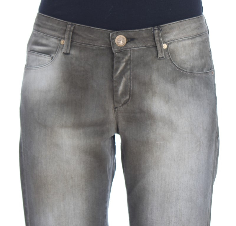 Ermanno Scervino Gray Cotton Blend Loose Fit Boyfriend Women's Jeans