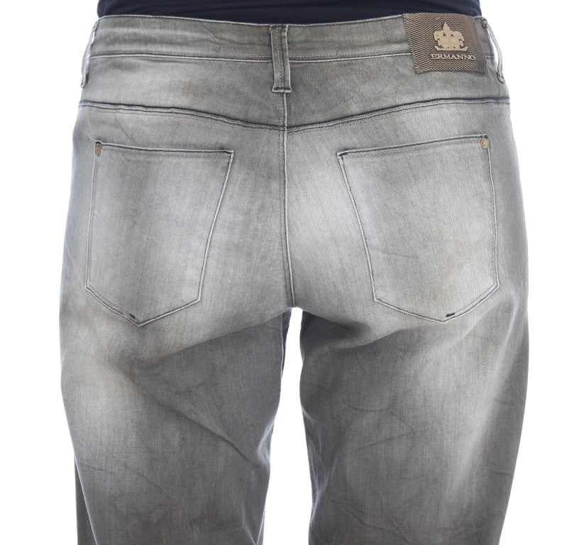 Ermanno Scervino Gray Cotton Blend Loose Fit Boyfriend Women's Jeans