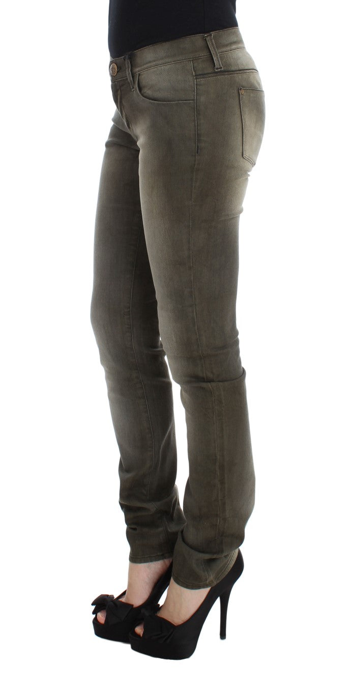 Ermanno Scervino Gray Wash Cotton Blend Slim Fit Women's Jeans