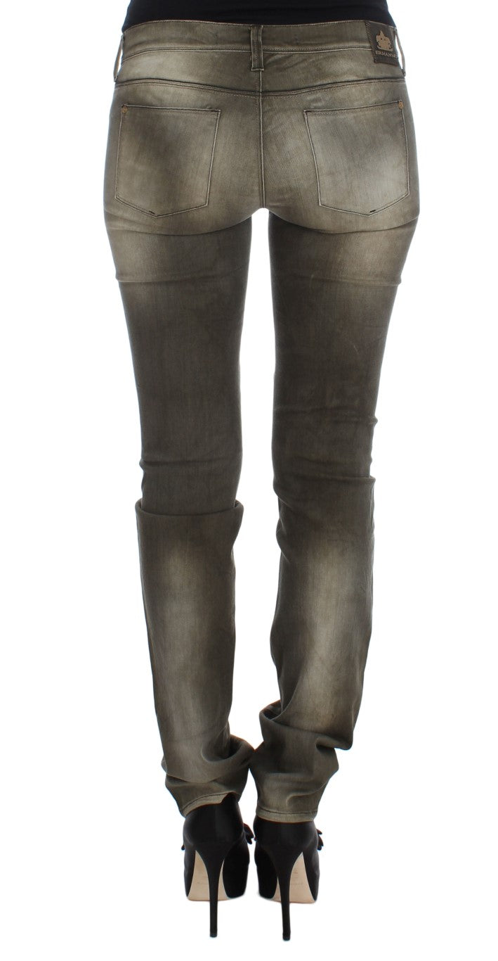 Ermanno Scervino Gray Wash Cotton Blend Slim Fit Women's Jeans